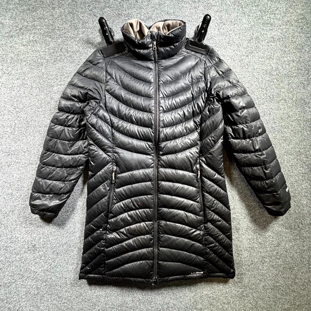 L.L. Bean Ultralight 850 Parka Jacket Womens M Black Full Zip Quilted DownTek